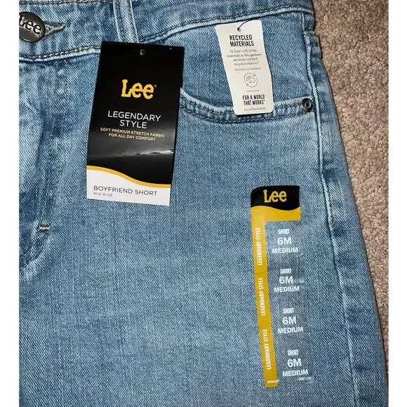 New Lee Mid Rise Boyfriend Short Progress Light size 6M - Picture 2 of 7
